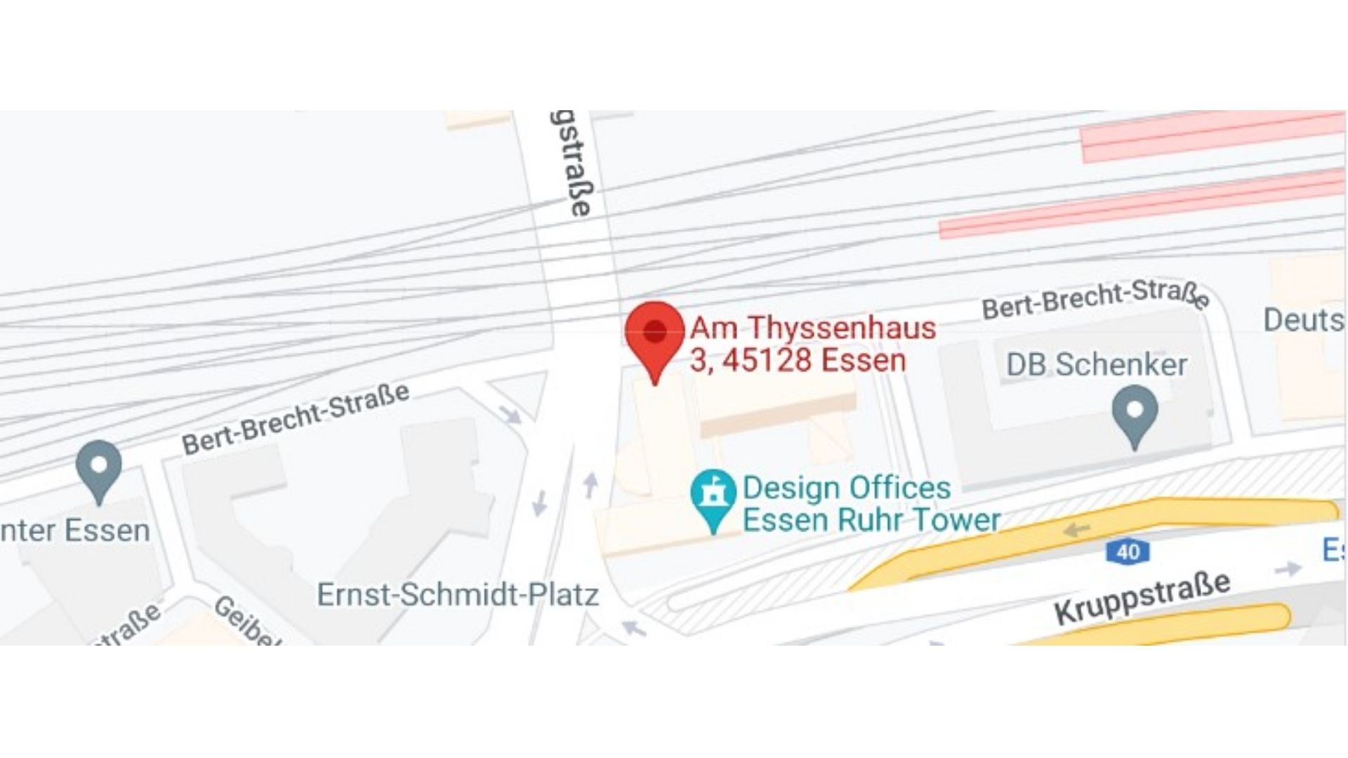 Screenshot showing the office location in Essen.
